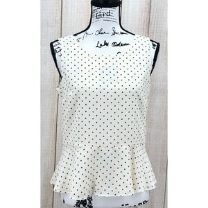 Talbots Petites Peplum Blouse Size 6P White Red Polka Dot‎ Sleeveless NWT